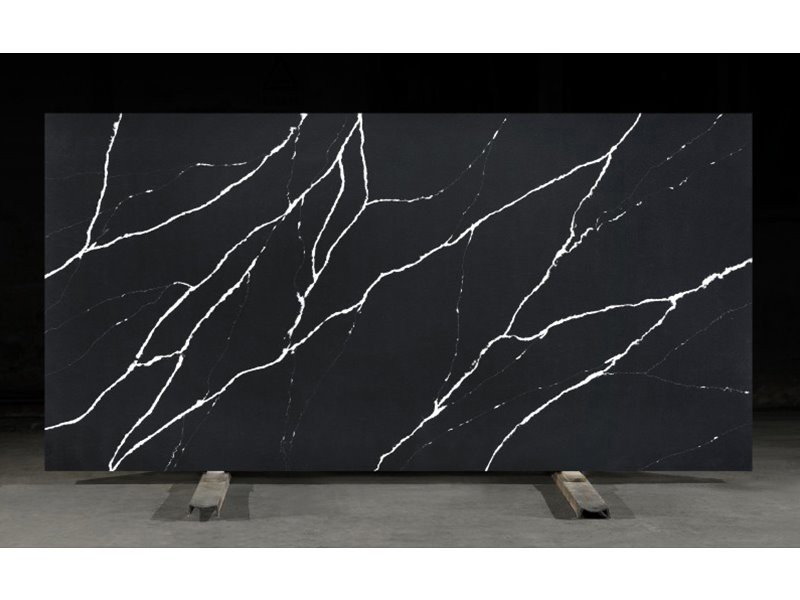 सफेद नस के साथ काले संगमरमर देख क्वार्ट्ज काउंटरटॉप्स